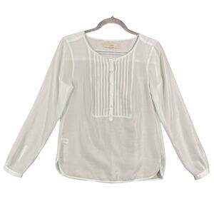 Women’s Small Pintuck Blouse Button Top Business Casual Long Sleeve Shirt Mint